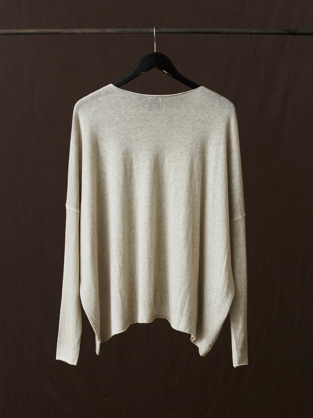 Hand Painted Ultralight Cashmere Wool Boat Neck Pullover Taupe