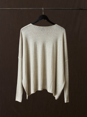 Hand Painted Ultralight Cashmere Wool Boat Neck Pullover Taupe