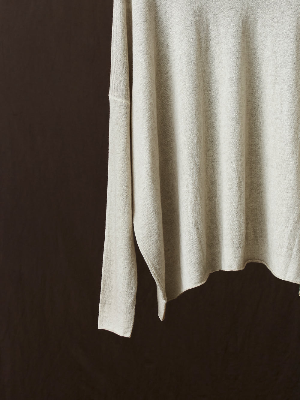 Hand Painted Ultralight Cashmere Wool Boat Neck Pullover Taupe