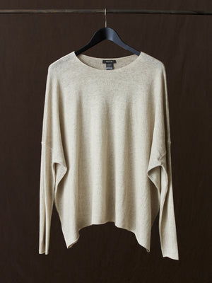 Hand Painted Ultralight Cashmere Wool Boat Neck Pullover Taupe