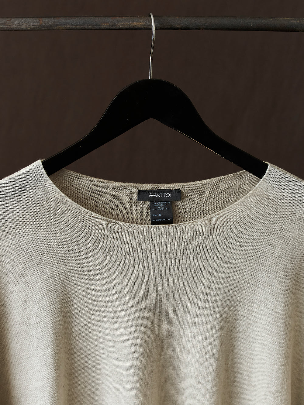 Hand Painted Ultralight Cashmere Wool Boat Neck Pullover Taupe