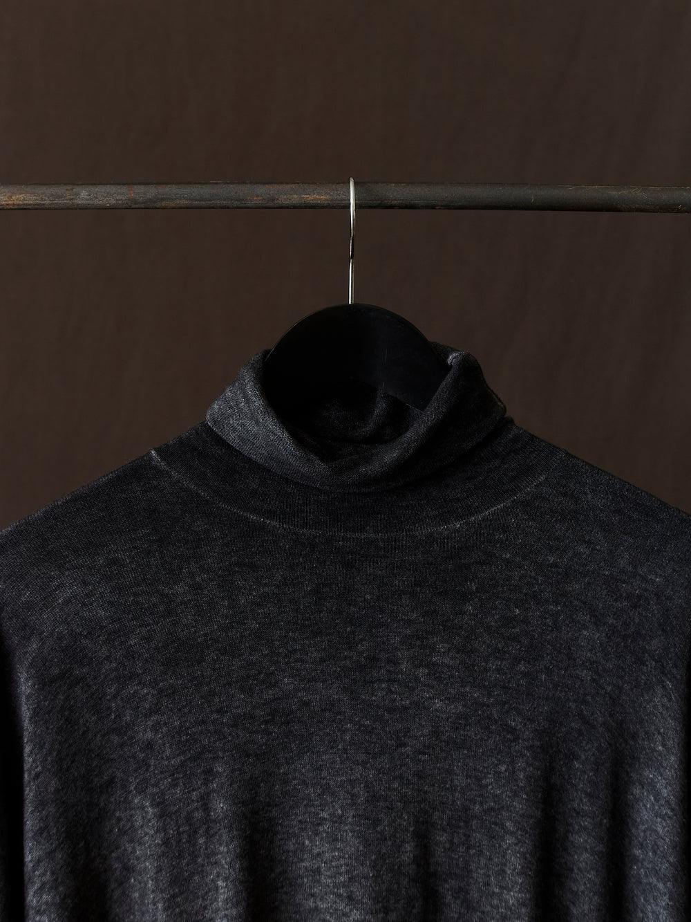 Hand Painted Ultralight Cashmere Wool High Neck Pullover N/Nero