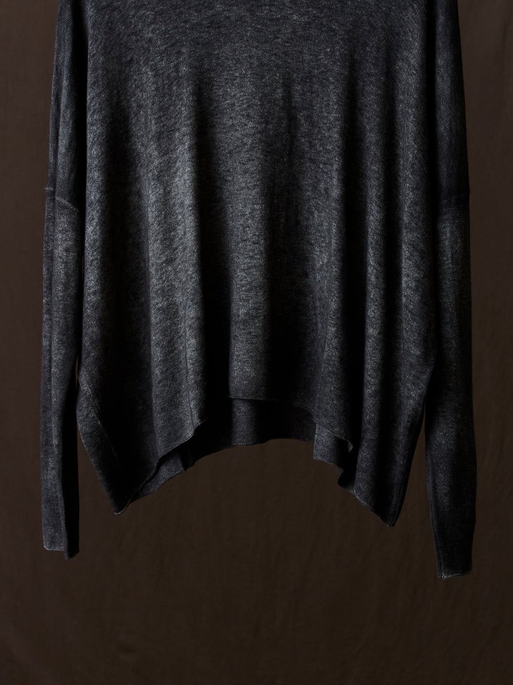 Hand Painted Ultralight Cashmere Wool High Neck Pullover N/Nero