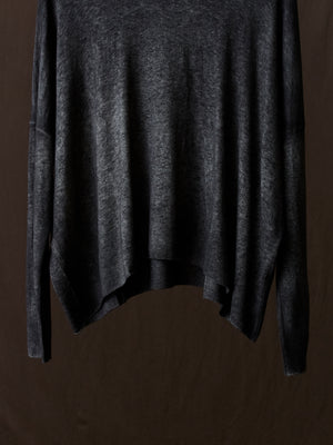 Hand Painted Ultralight Cashmere Wool High Neck Pullover N/Nero