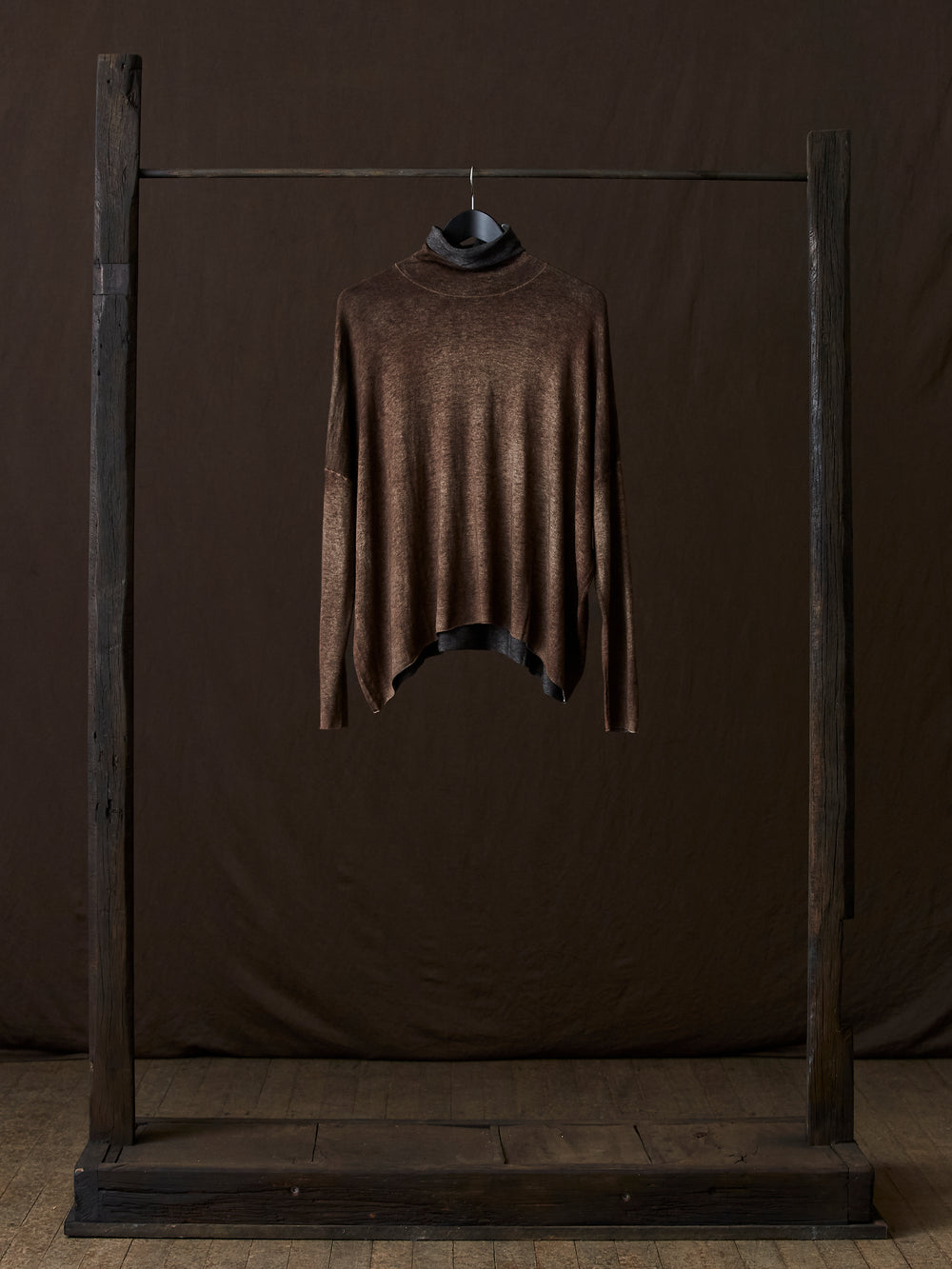 Hand Painted Ultralight Cashmere Wool High Neck Pullover N/Yak