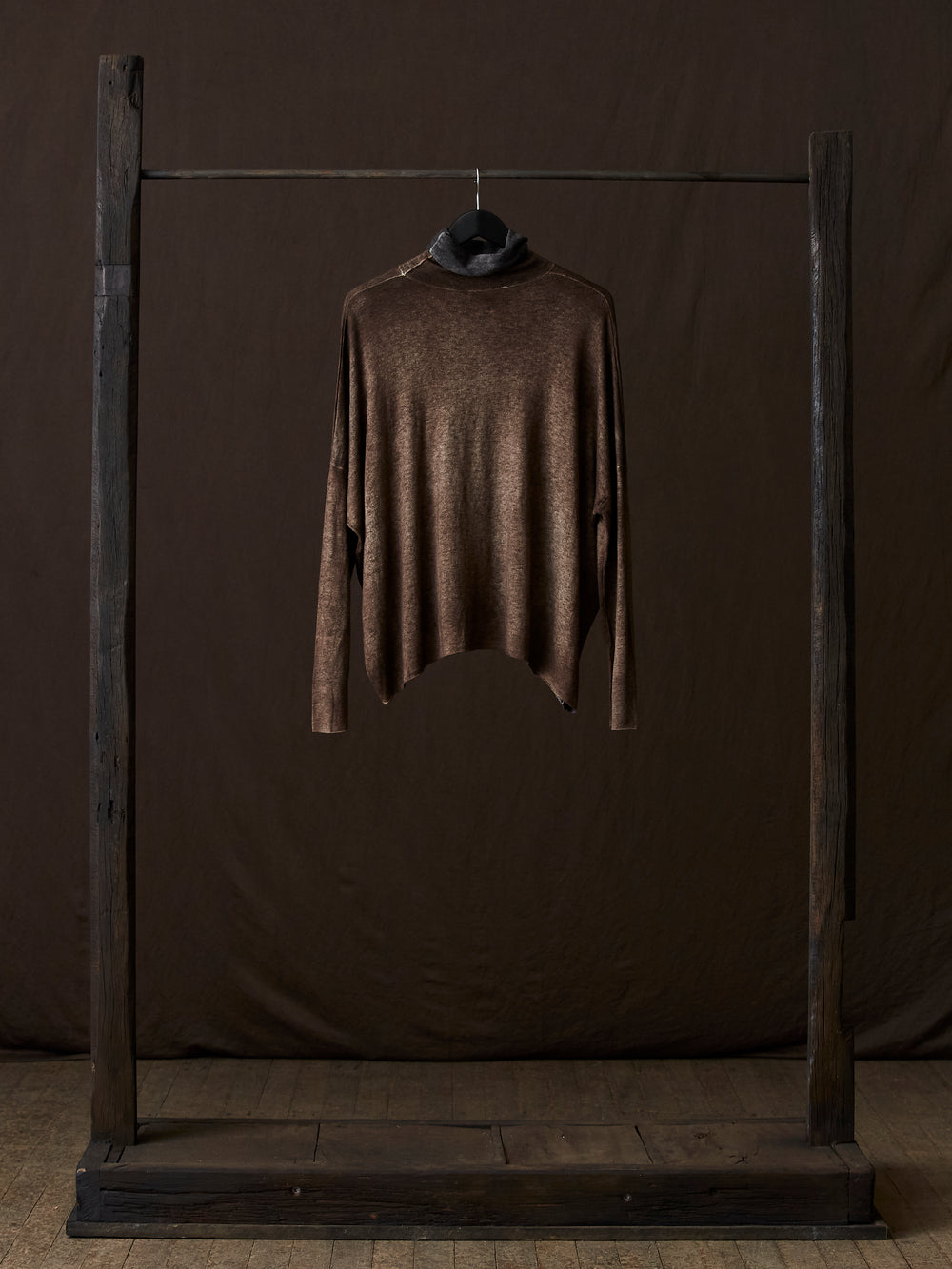 Hand Painted Ultralight Cashmere Wool High Neck Pullover N/Yak