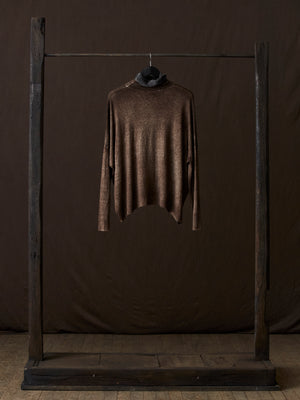 Hand Painted Ultralight Cashmere Wool High Neck Pullover N/Yak