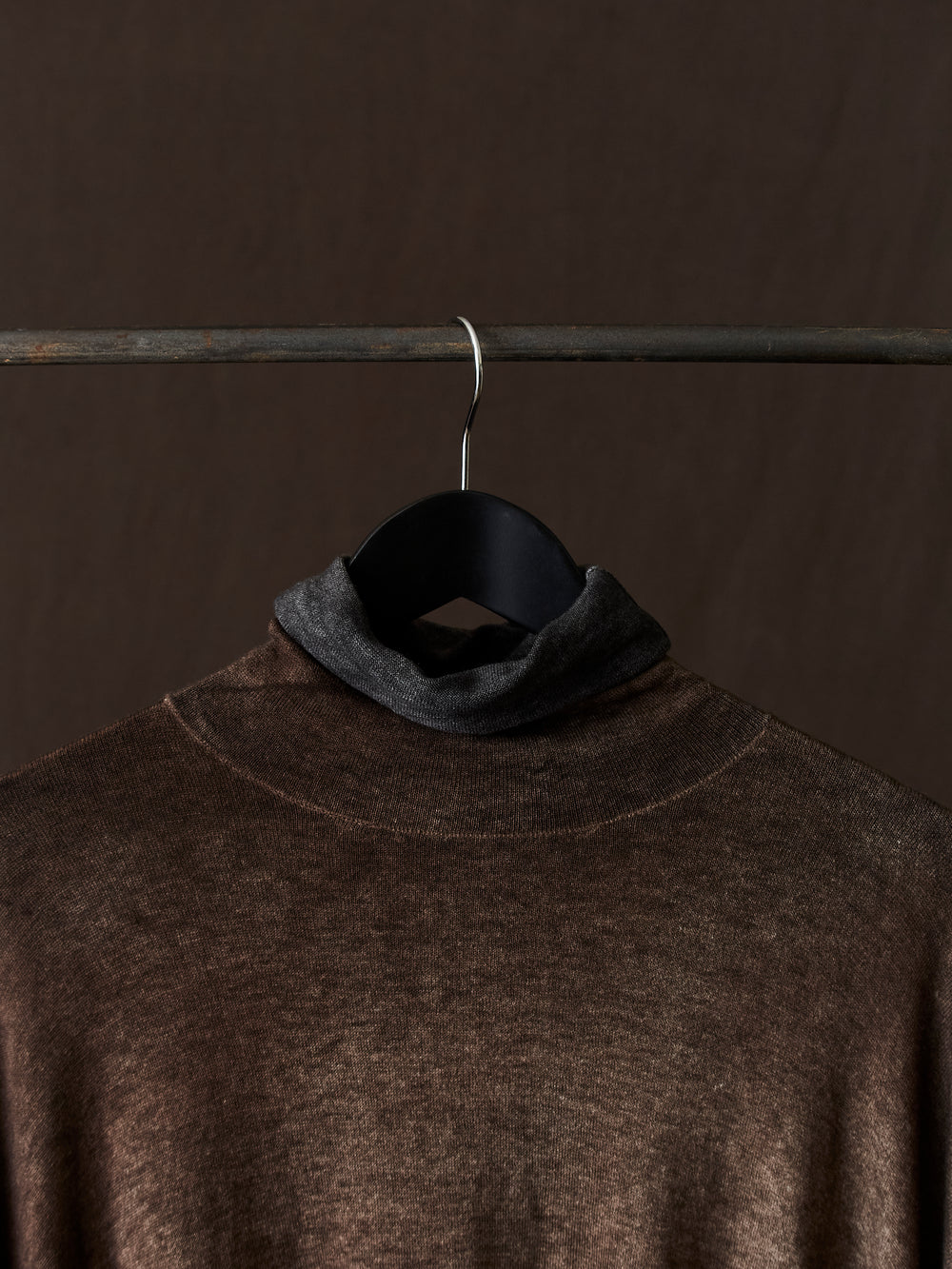 Hand Painted Ultralight Cashmere Wool High Neck Pullover N/Yak