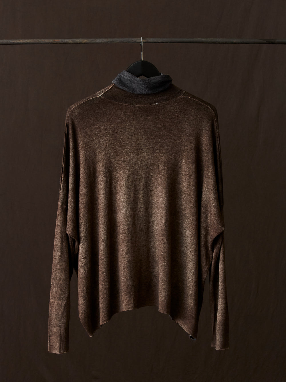 Hand Painted Ultralight Cashmere Wool High Neck Pullover N/Yak