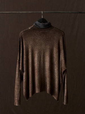 Hand Painted Ultralight Cashmere Wool High Neck Pullover N/Yak
