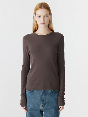 Slim Superfine Rib LS T Shirt Dark Plum