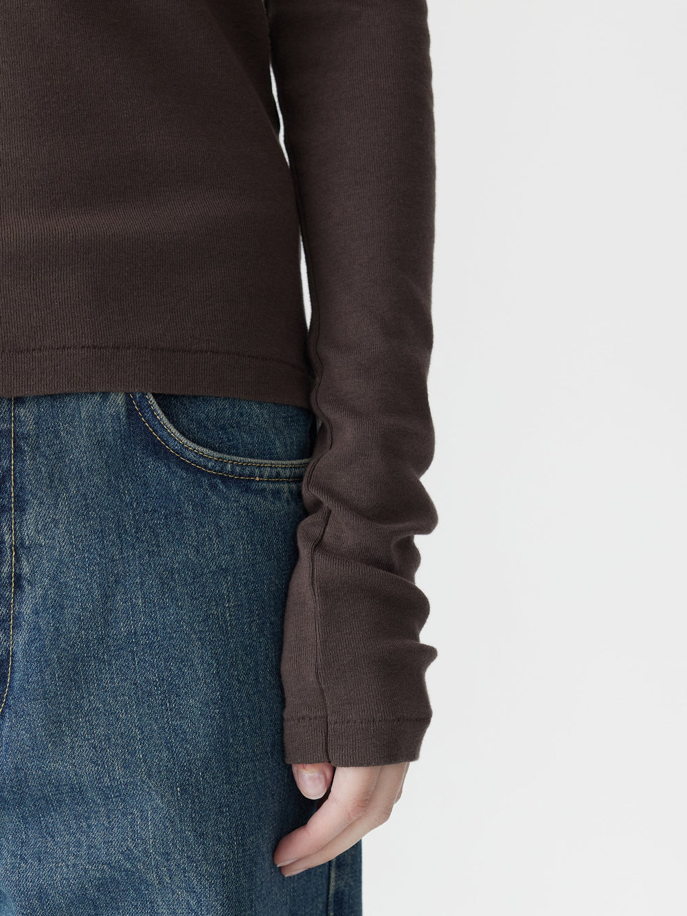 Slim Superfine Rib LS T Shirt Dark Plum