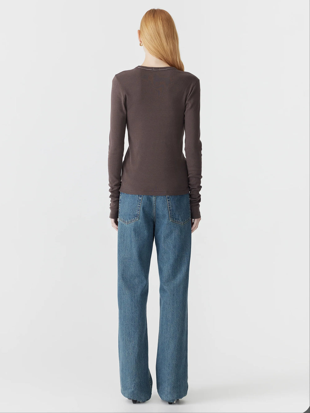 Slim Superfine Rib LS T Shirt Dark Plum