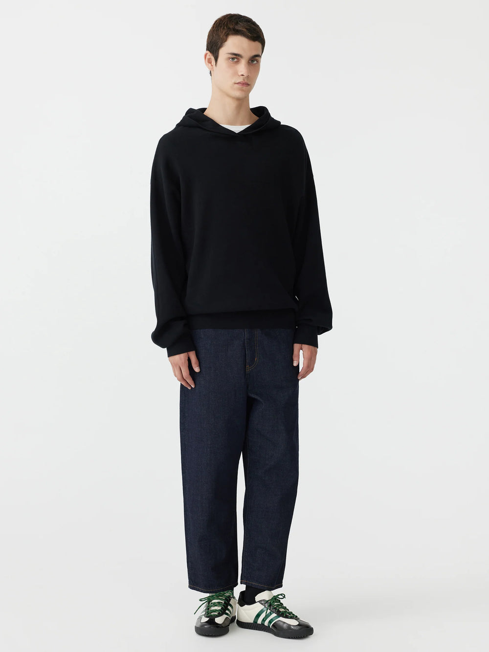Cotton Hooded Compact Knit Black