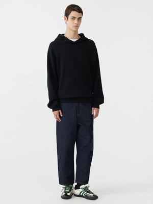 Cotton Hooded Compact Knit Black