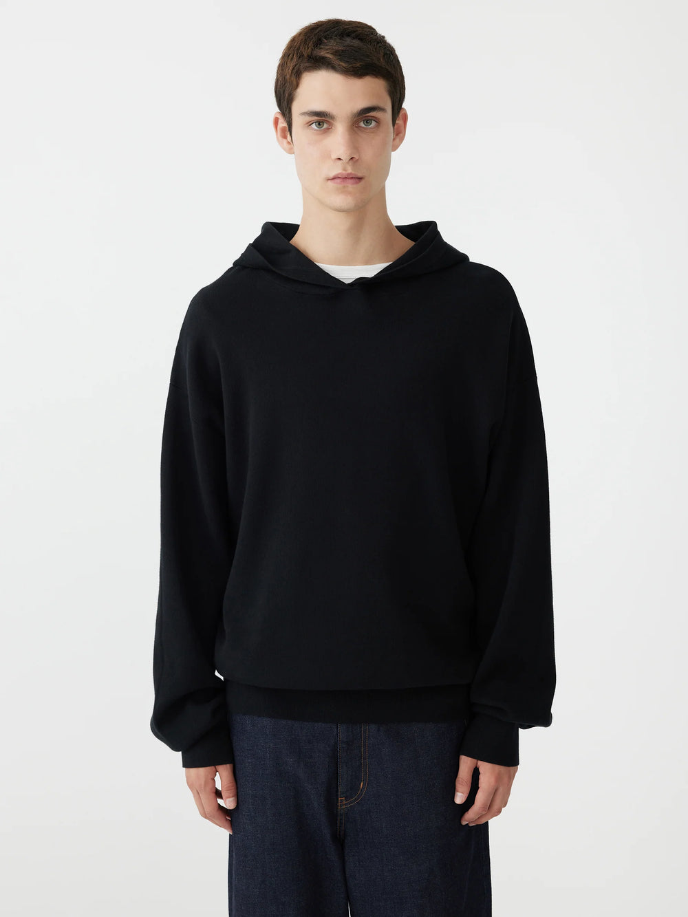 Cotton Hooded Compact Knit Black