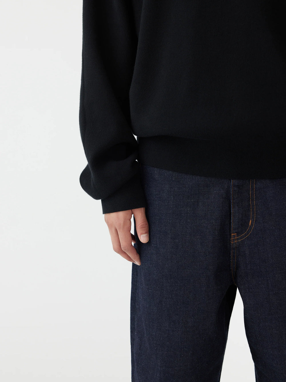 Cotton Hooded Compact Knit Black