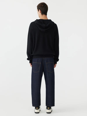 Cotton Hooded Compact Knit Black