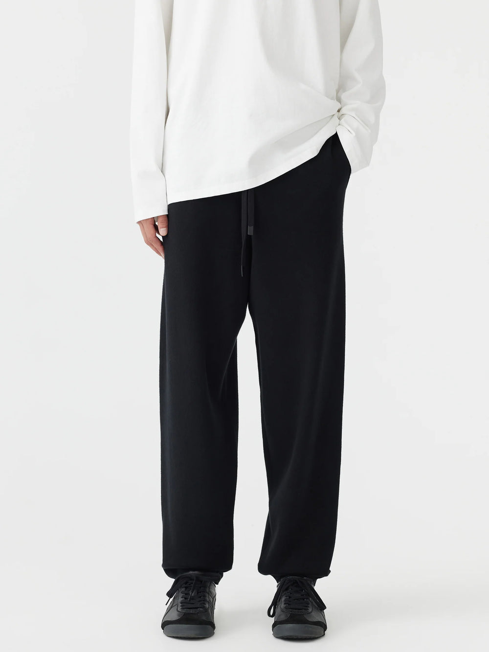 Cotton Knit Track Pants Black