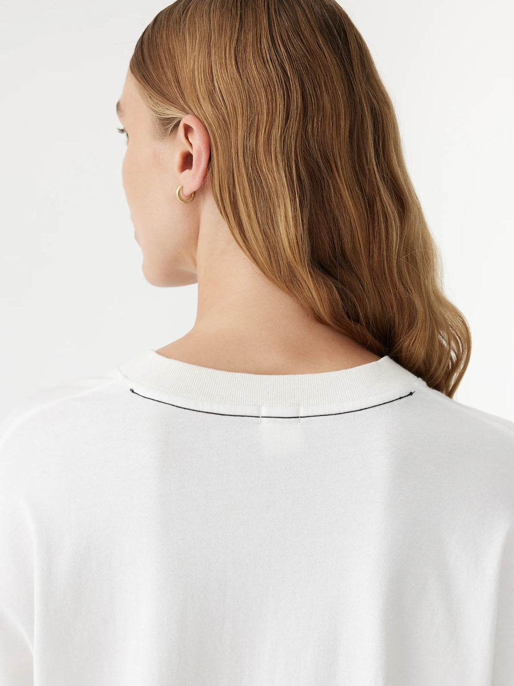 Boxy V Neck LS T Shirt White