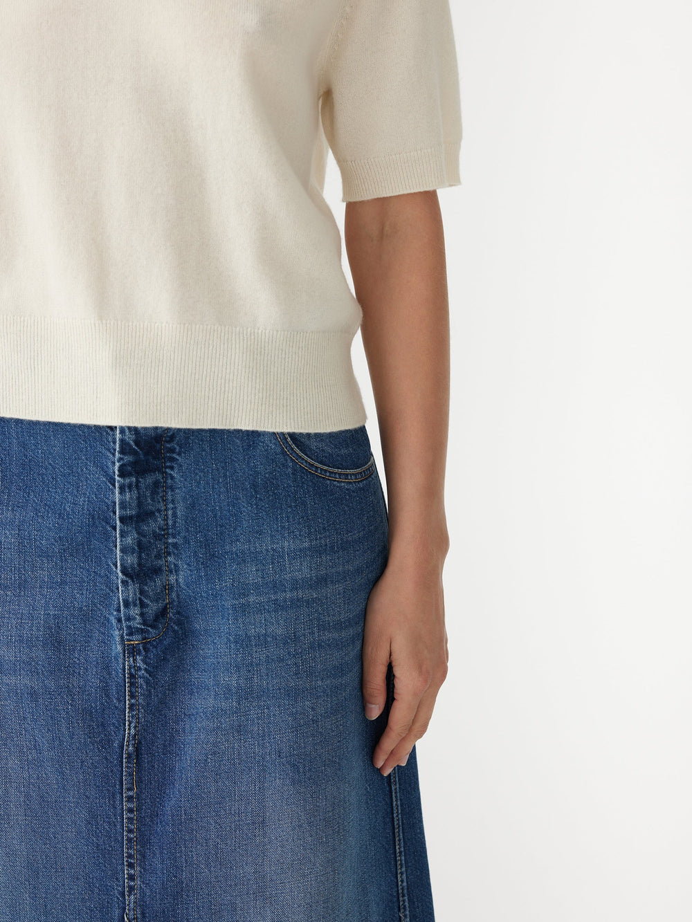 Wool Cashmere T Shirt Knit Winter White