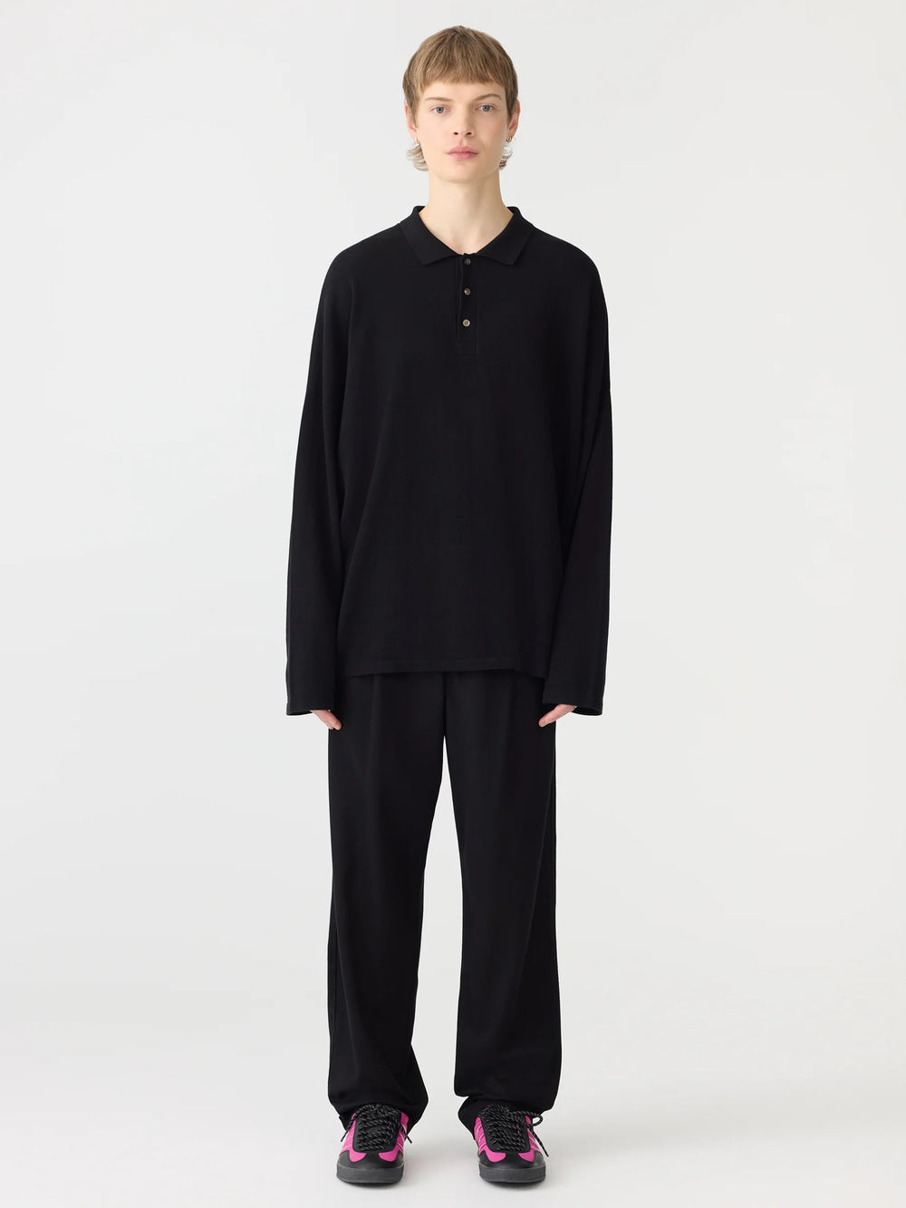 Cotton Twill Pleat Pant Black