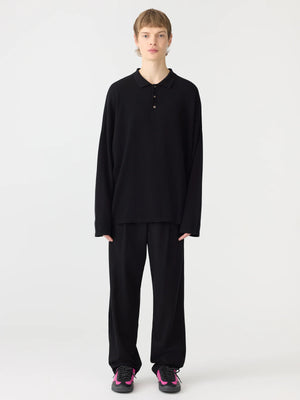 Cotton Twill Pleat Pant Black