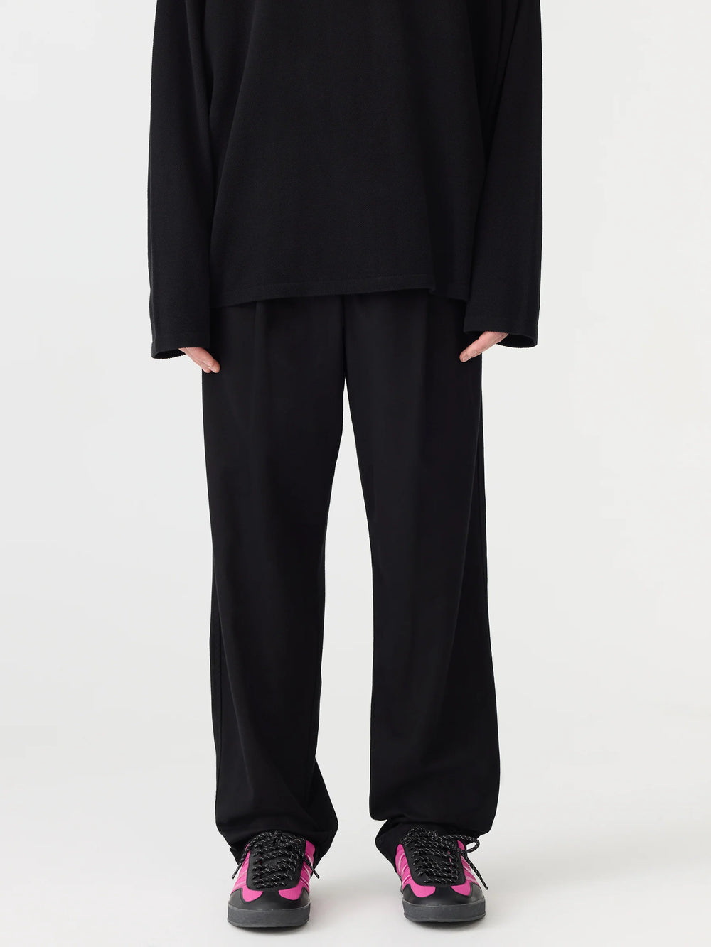 Cotton Twill Pleat Pant Black