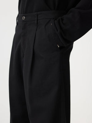 Cotton Twill Pleat Pant Black