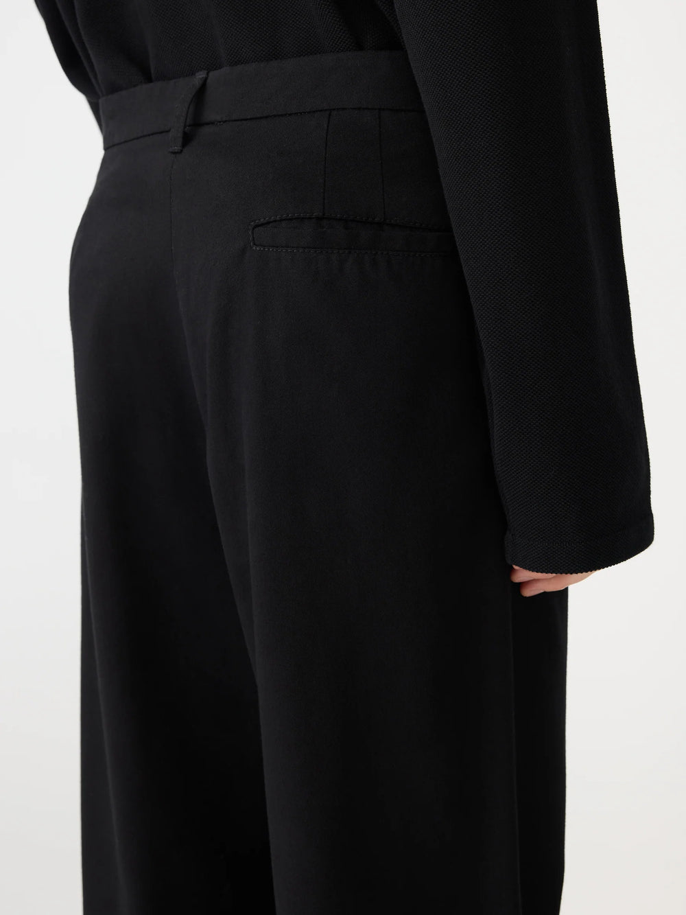 Cotton Twill Pleat Pant Black