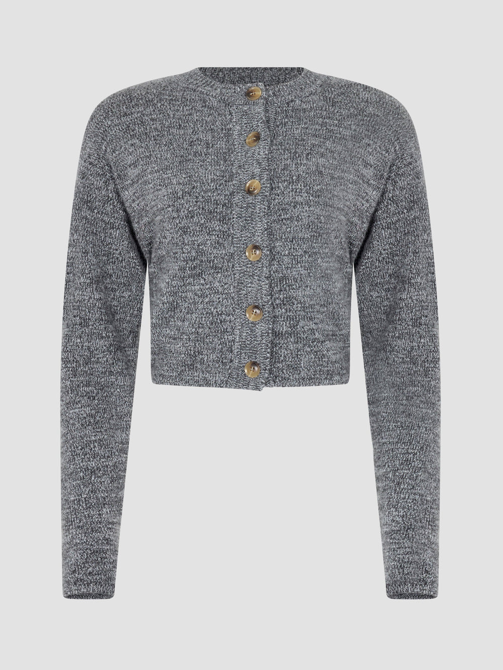 Padded Cashmere Cardigan Black Melange