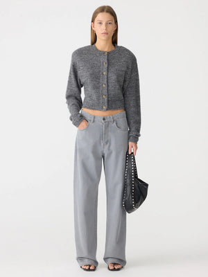 Padded Cashmere Cardigan Black Melange