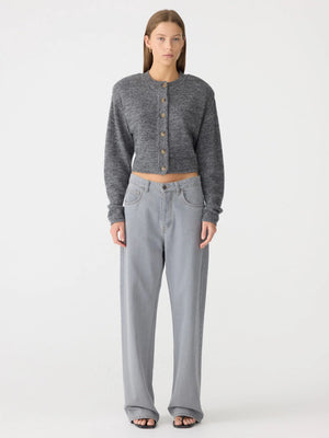 Padded Cashmere Cardigan Black Melange