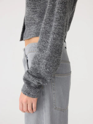 Padded Cashmere Cardigan Black Melange