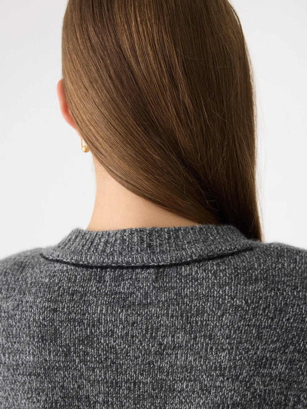 Padded Cashmere Cardigan Black Melange
