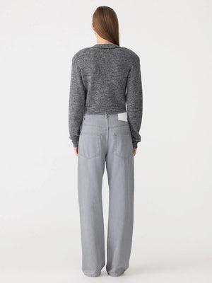 Padded Cashmere Cardigan Black Melange
