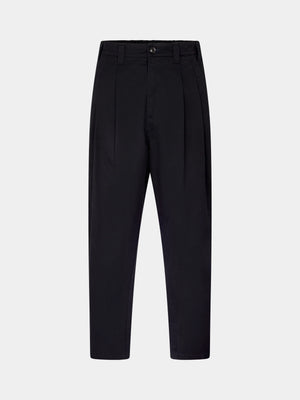 Cotton Relaxed Pleat Pant Black