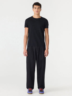 Cotton Relaxed Pleat Pant Black