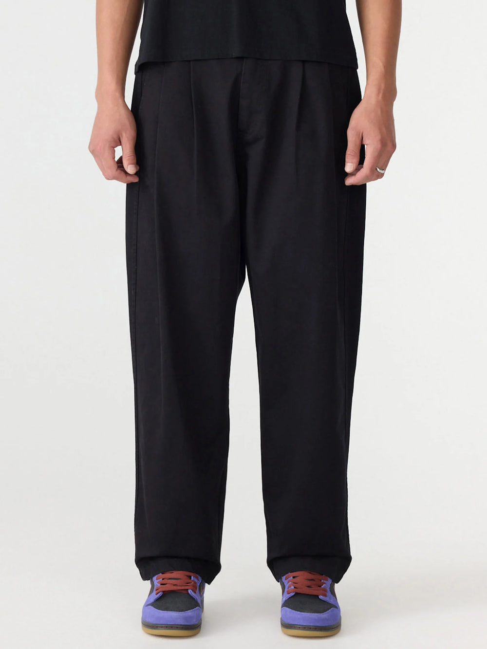 Cotton Relaxed Pleat Pant Black