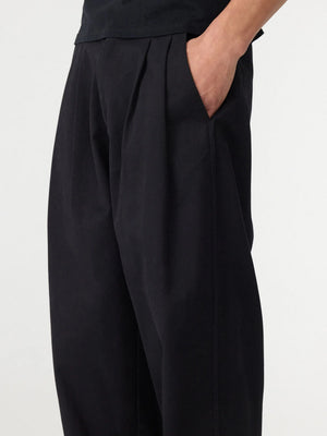 Cotton Relaxed Pleat Pant Black