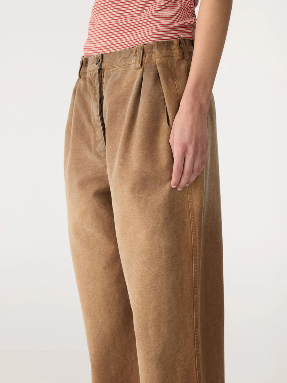 Worn Canvas Pleat Pant Washed Tan