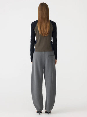 Fleece Barrel Leg Trackpant Washed Black