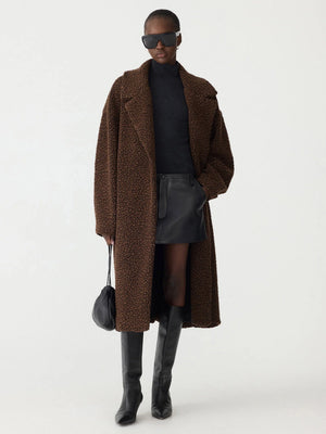 Textured Winter Coat Chocolate Brown