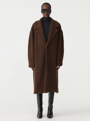 Textured Winter Coat Chocolate Brown
