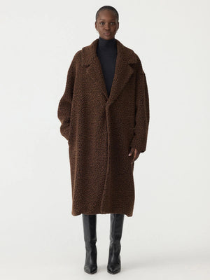 Textured Winter Coat Chocolate Brown