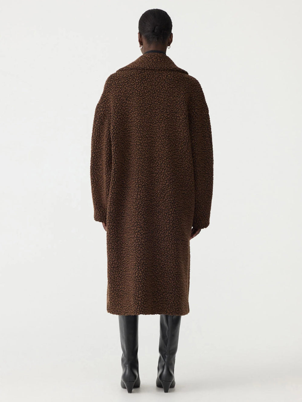 Textured Winter Coat Chocolate Brown