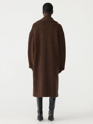 Textured Winter Coat Chocolate Brown