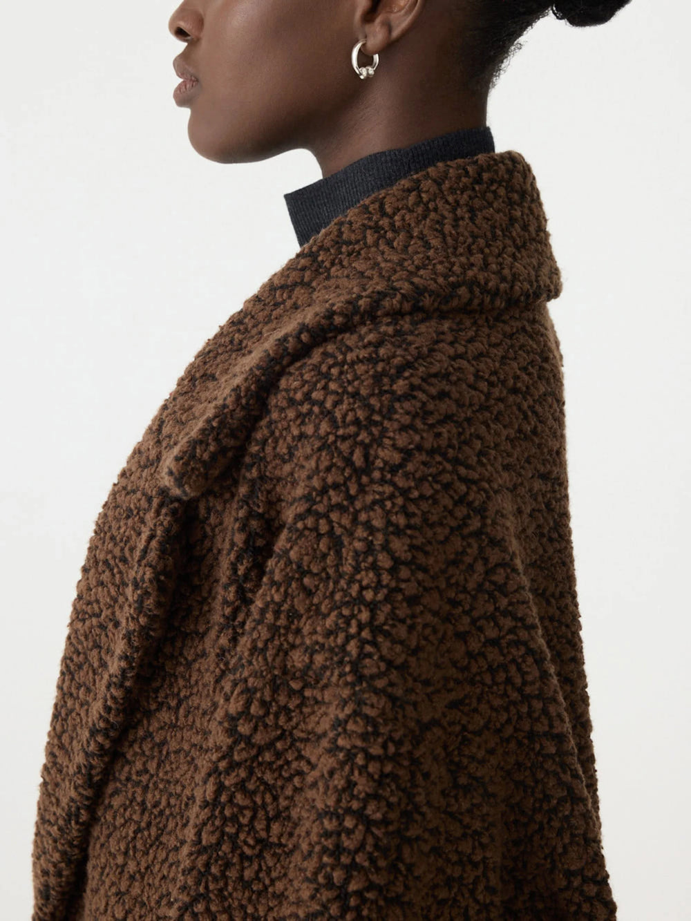 Textured Winter Coat Chocolate Brown