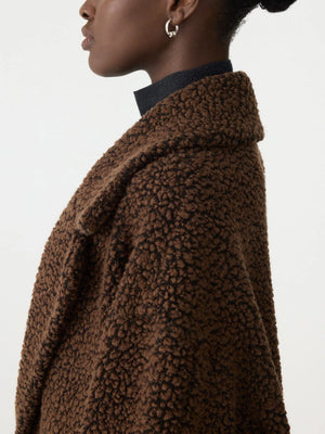 Textured Winter Coat Chocolate Brown