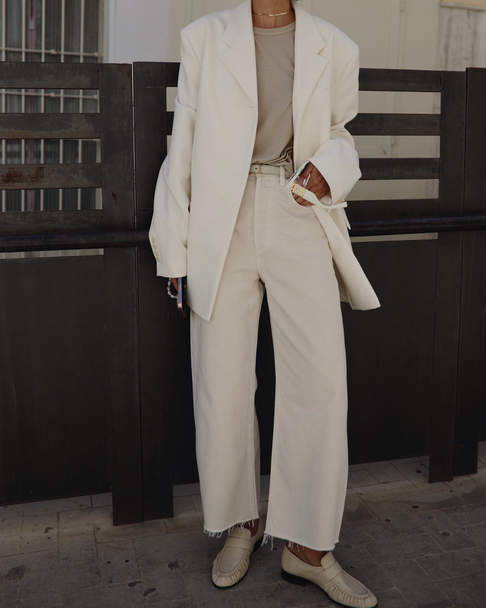 Ayla Raw Hem Crop in Almondette